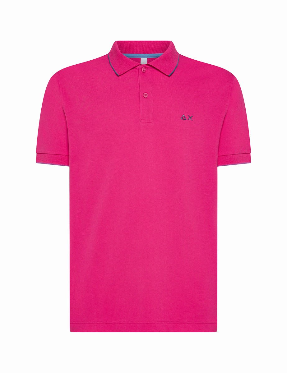 polo piquet riga collo fuxia - sun68 - maglia
