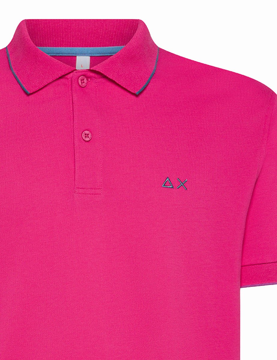 polo piquet riga collo fuxia - sun68 - maglia