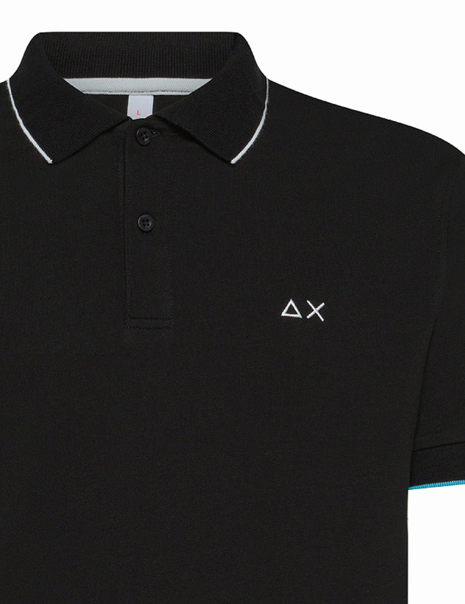 polo piquet riga collo nero - sun68 - maglia