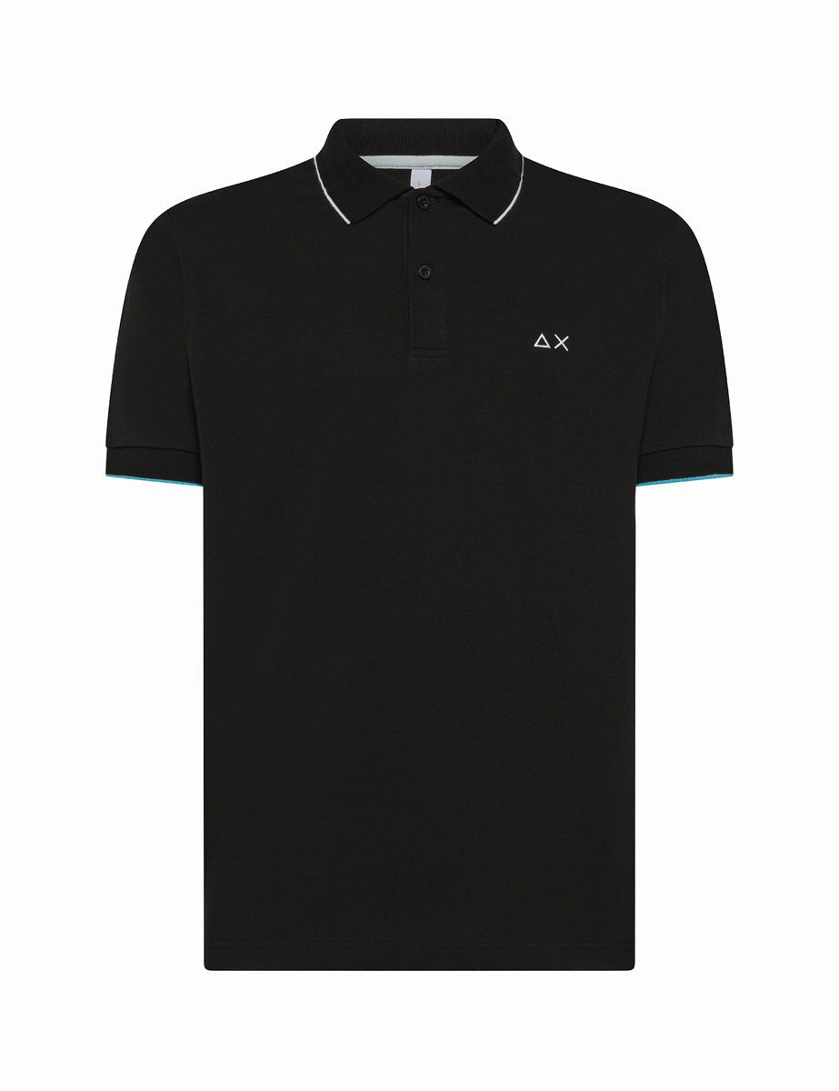 polo piquet riga collo nero - sun68 - maglia