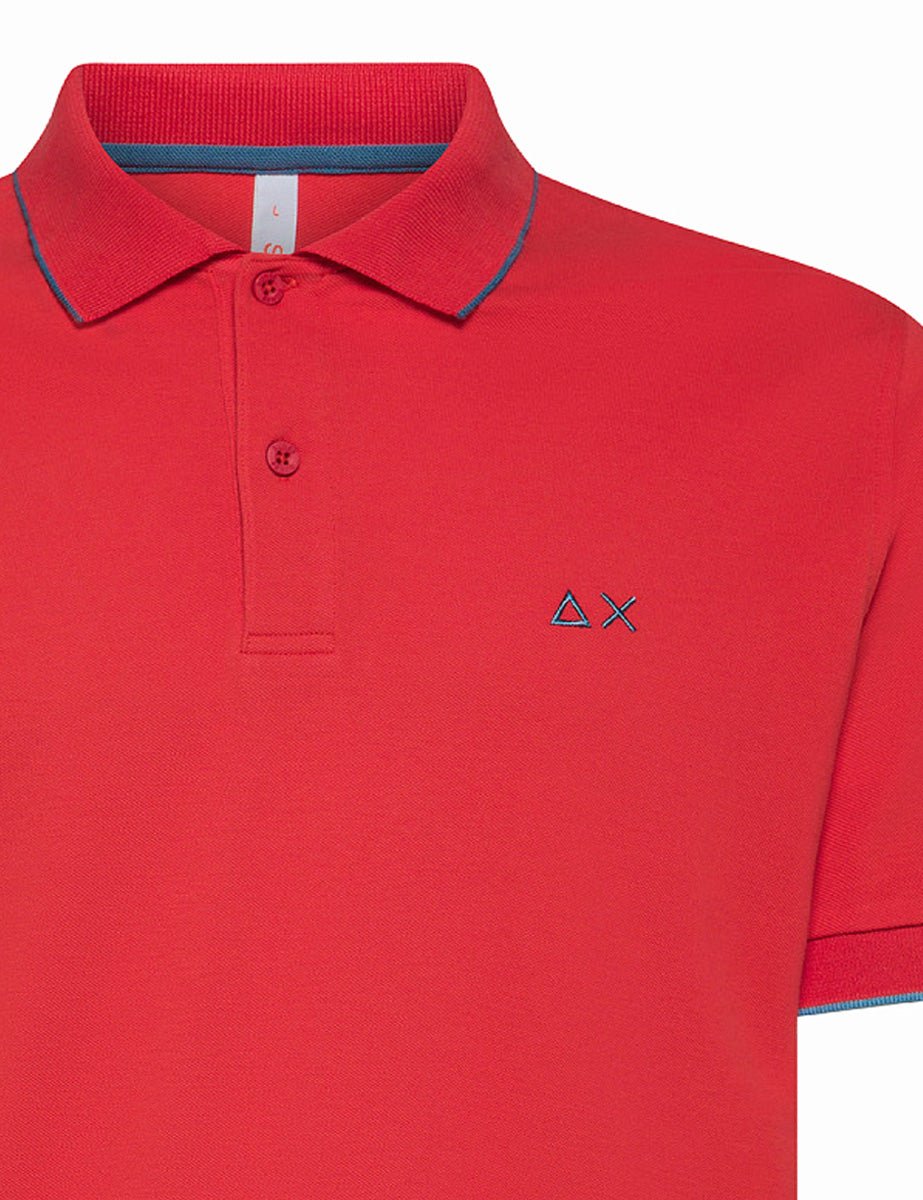 polo piquet riga collo rosso - sun68 - maglia