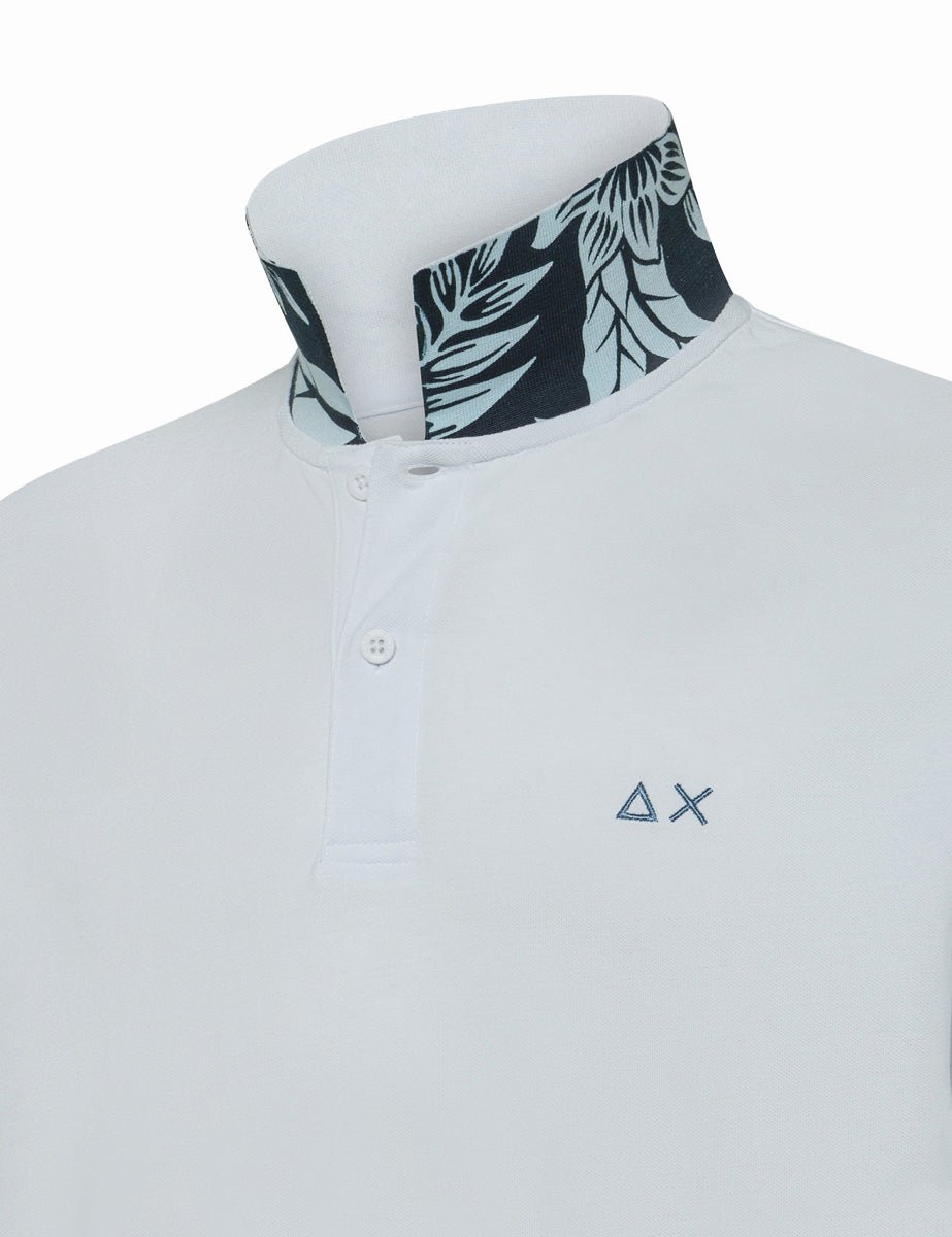 polo piquet sottocollo fiore bianco - sun68 - maglia