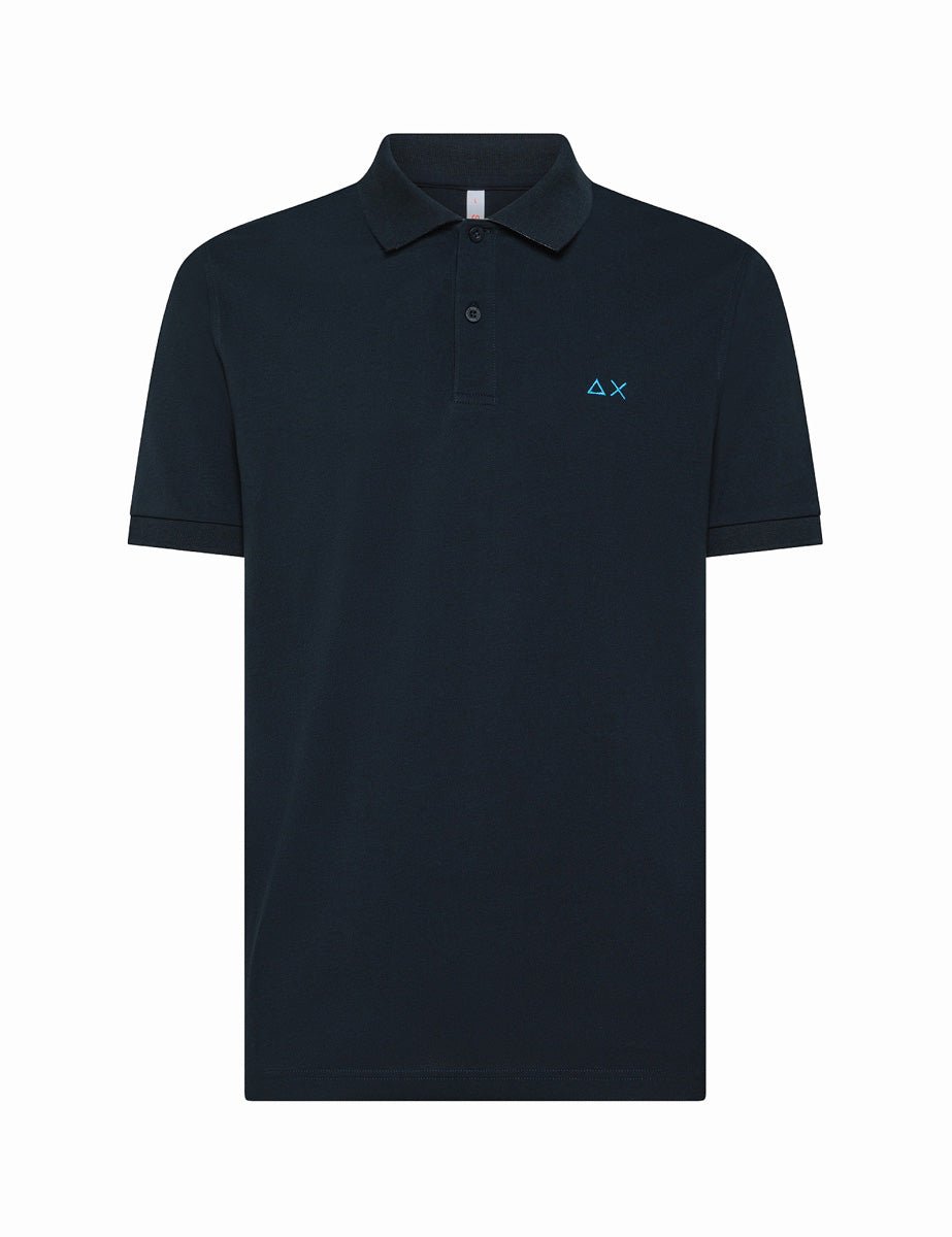 polo piquet sottocollo fiore blu navy - sun68 - maglia