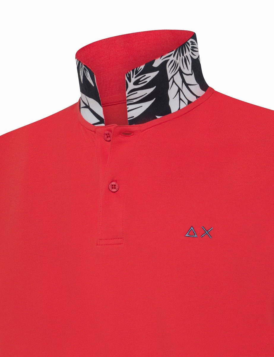 polo piquet sottocollo fiore rosso - sun68 - maglia