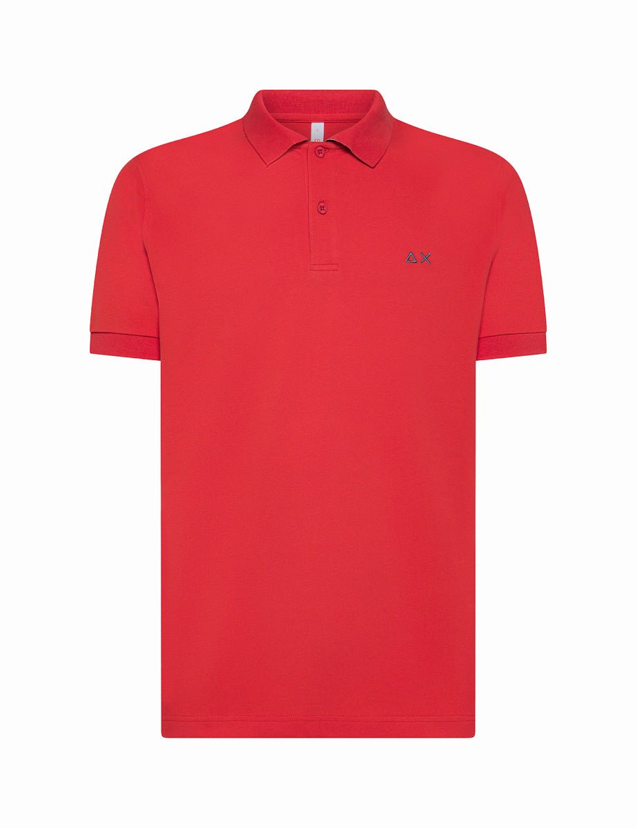 polo piquet sottocollo fiore rosso - sun68 - maglia