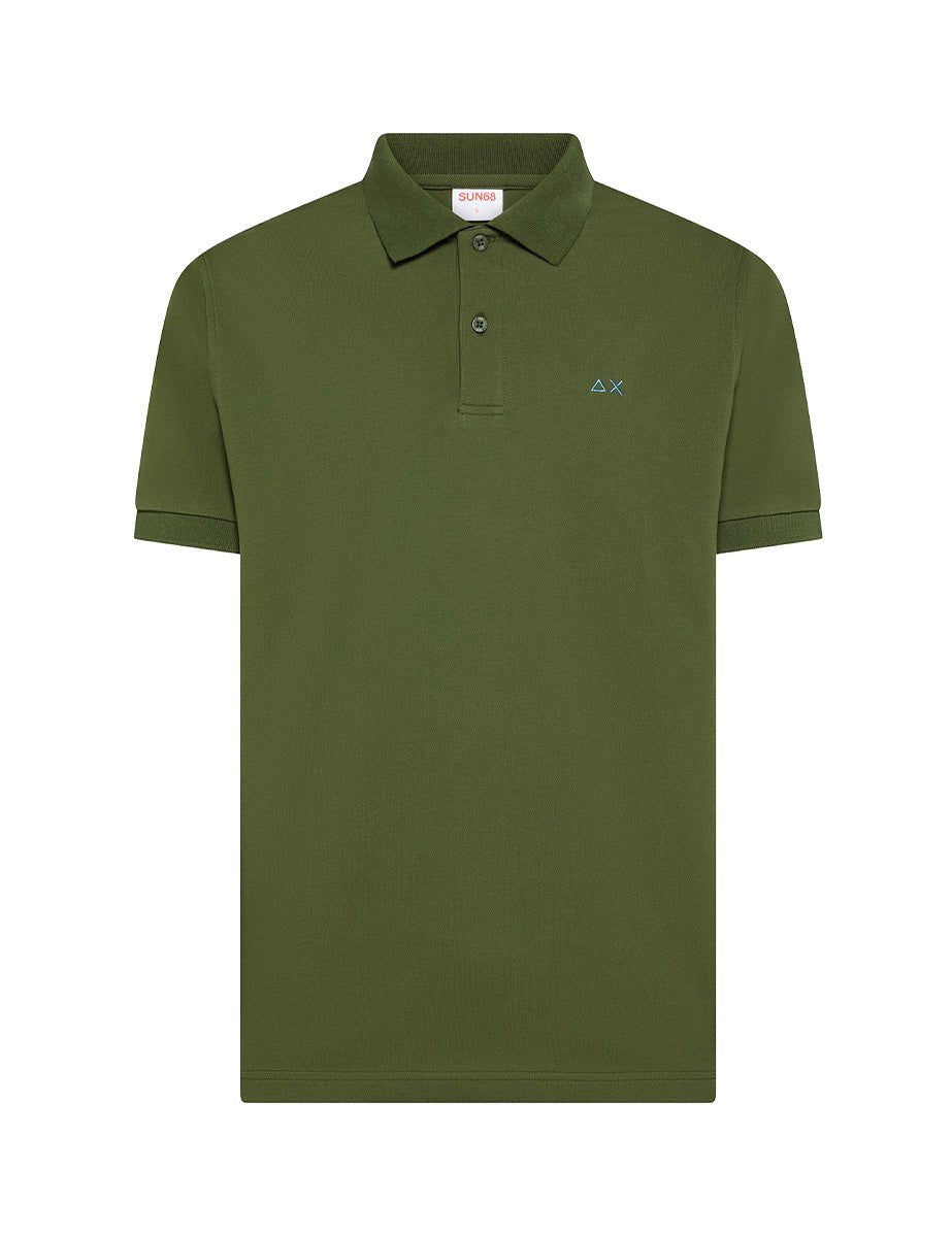 polo piquet sottocollo paisley verde scuro - sun68 - polo