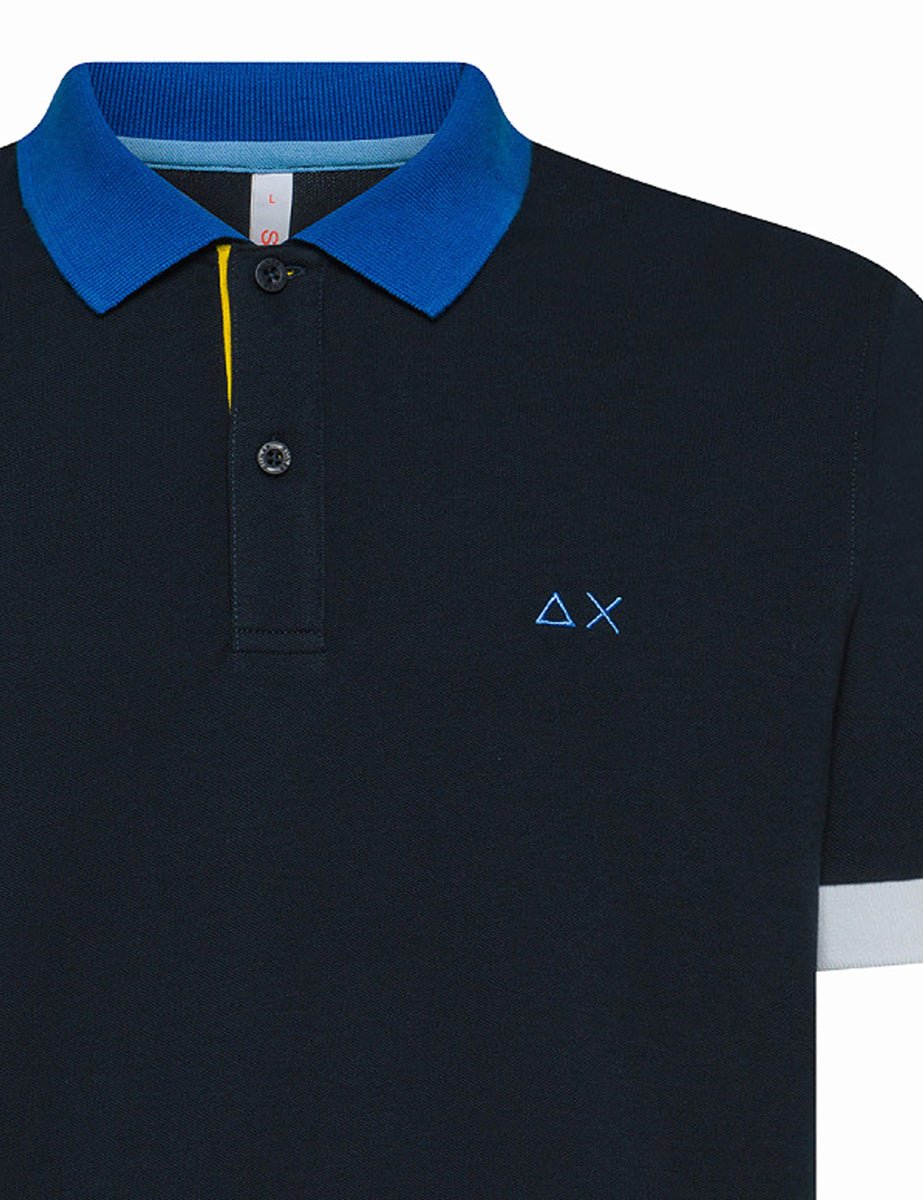 polo piquet tricolor blu navy - sun68 - maglia