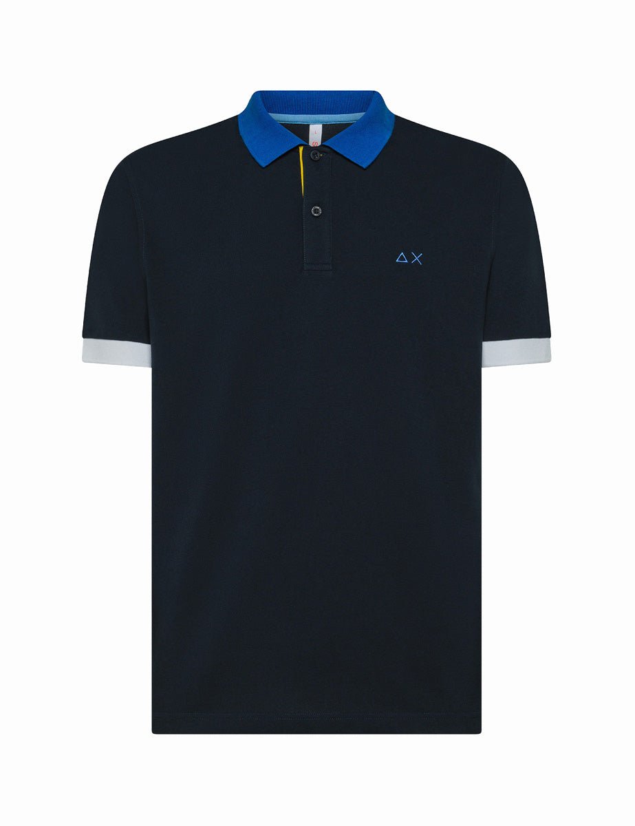polo piquet tricolor blu navy - sun68 - maglia