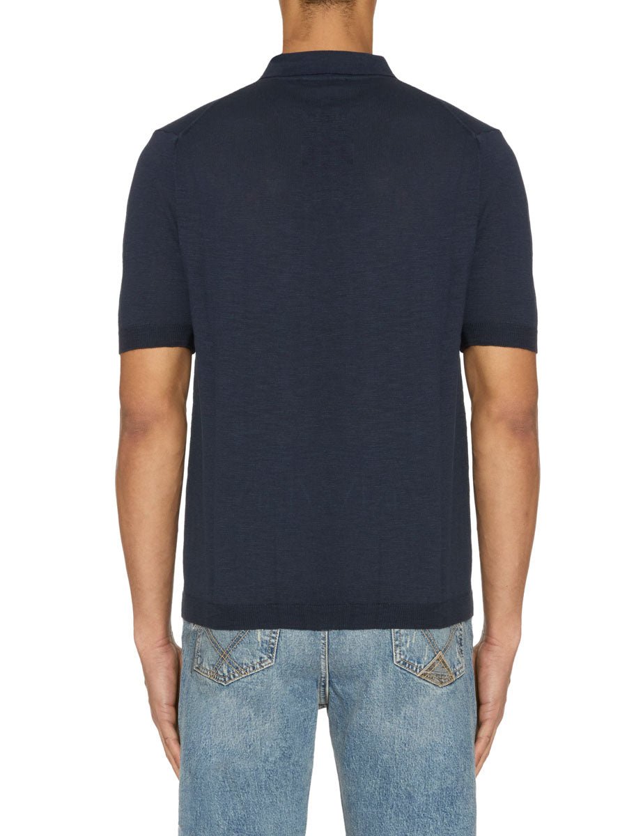 polo taschino cotone fiammato blu - blufrida - polo