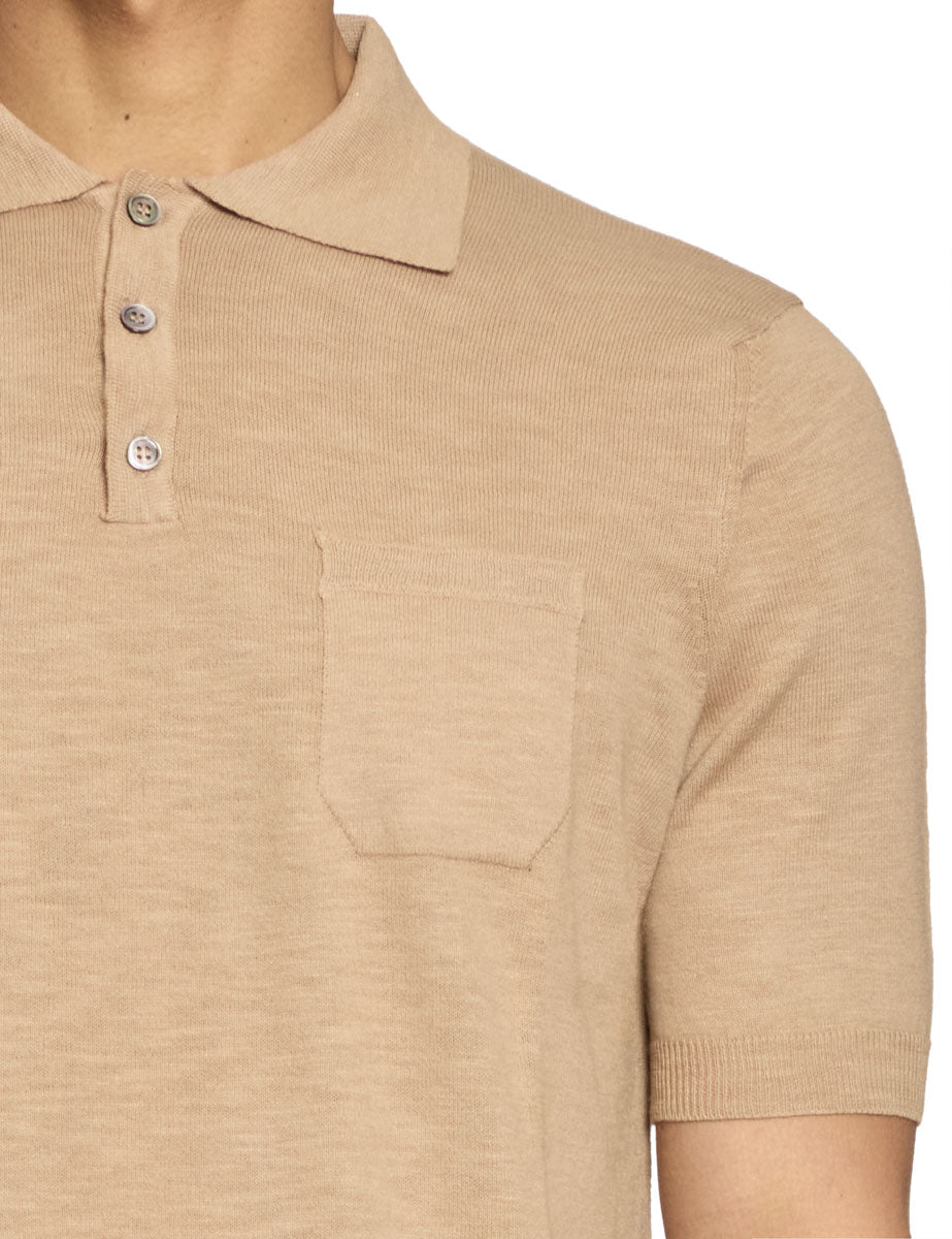 polo taschino cotone fiammato cammello - blufrida - polo