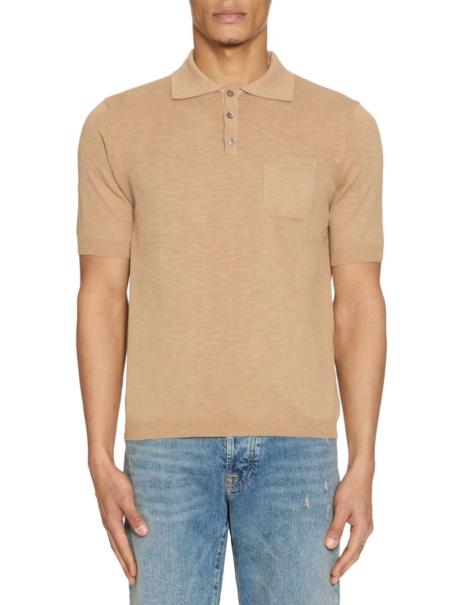 polo taschino cotone fiammato cammello - blufrida - polo