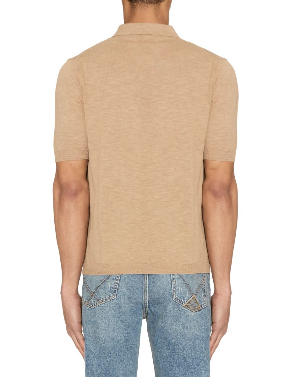 polo taschino cotone fiammato cammello - blufrida - polo