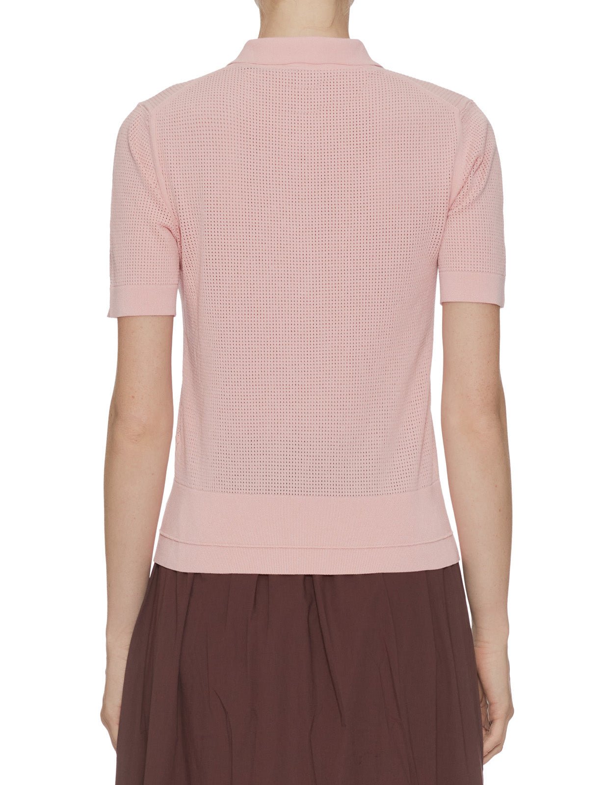 polo traforata viscosa stretch rosa - alpha - camicia manica corta