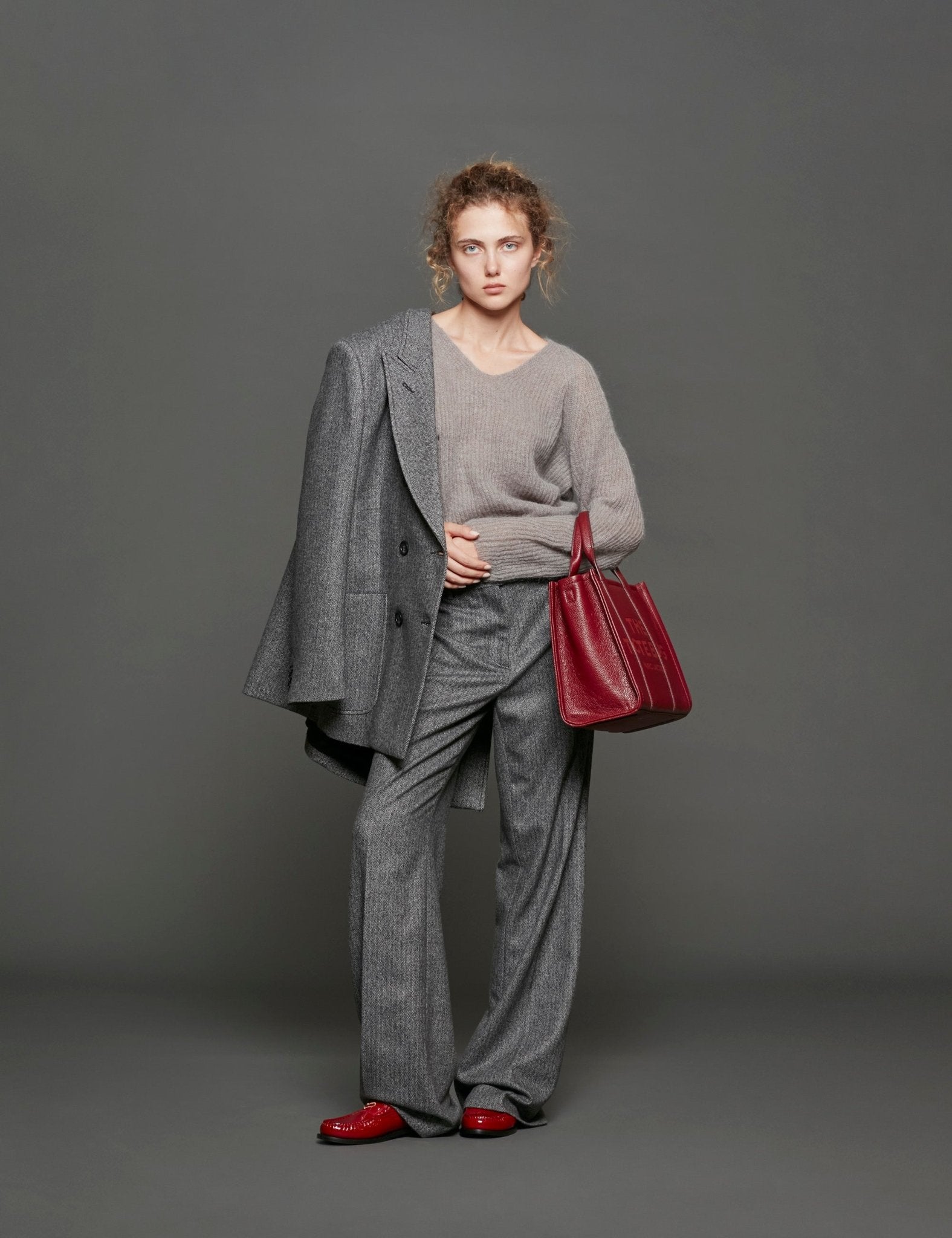 pull scollo v mohair grigio - max mara leisure - pullover