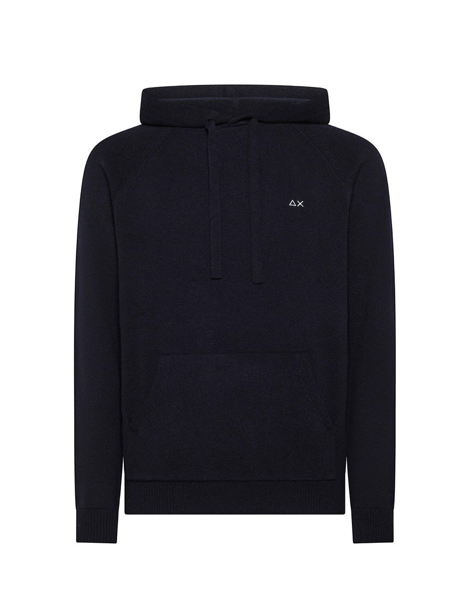 pullover cappuccio misto cashmere blu navy - sun68 - pullover
