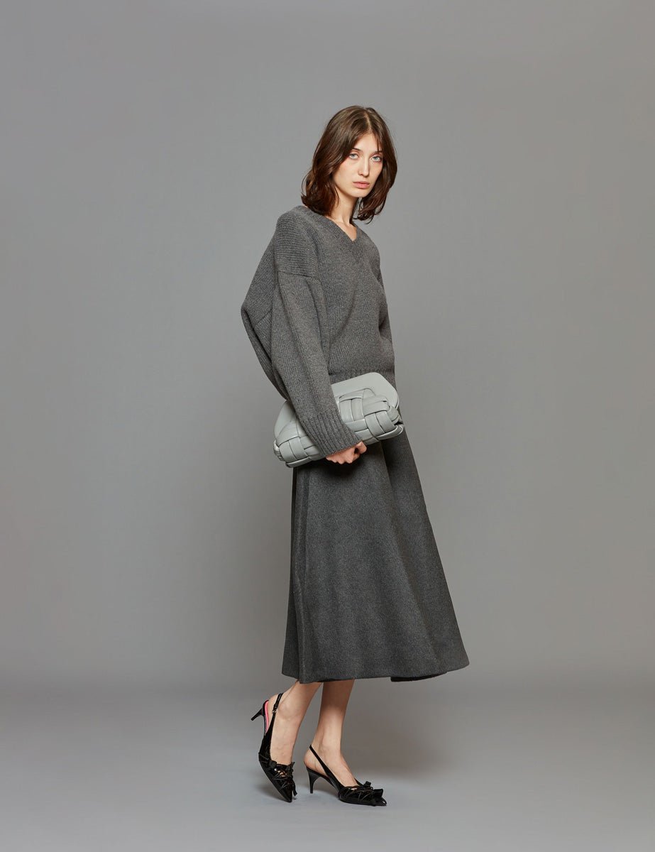 pullover compact knitted mid grey - rohe - pullover