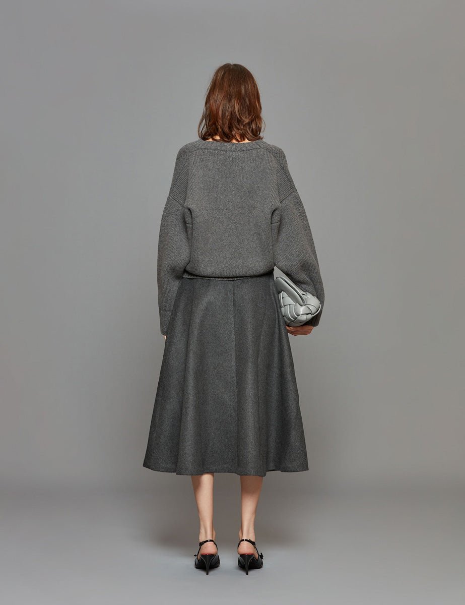 pullover compact knitted mid grey - rohe - pullover