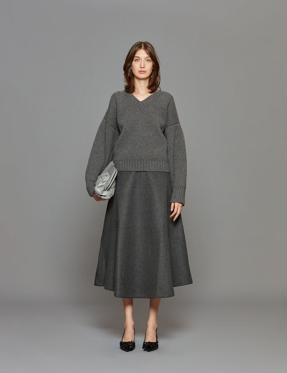 pullover compact knitted mid grey - rohe - pullover