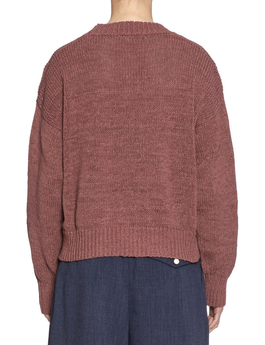 pullover cotone fettuccia brick - roberto collina - pullover