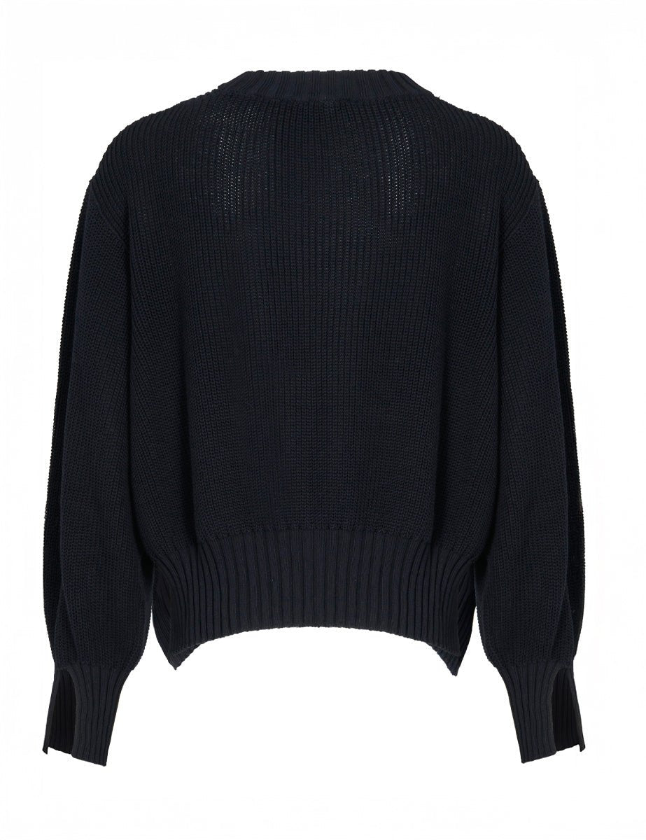 pullover cotone manica pipistrello blu navy - roberto collina - pullover
