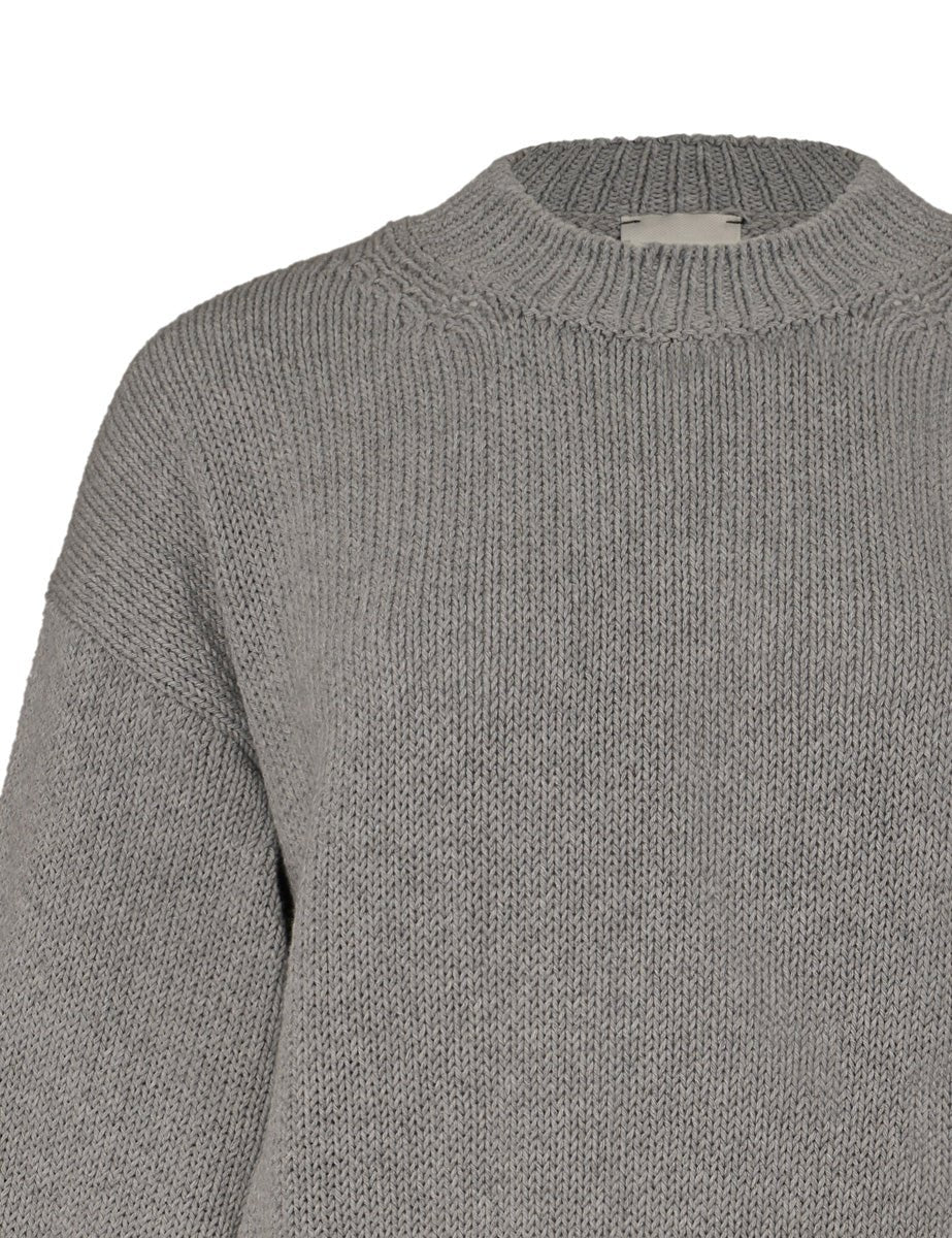 pullover eco tricot girocollo grigio - alysi - pullover