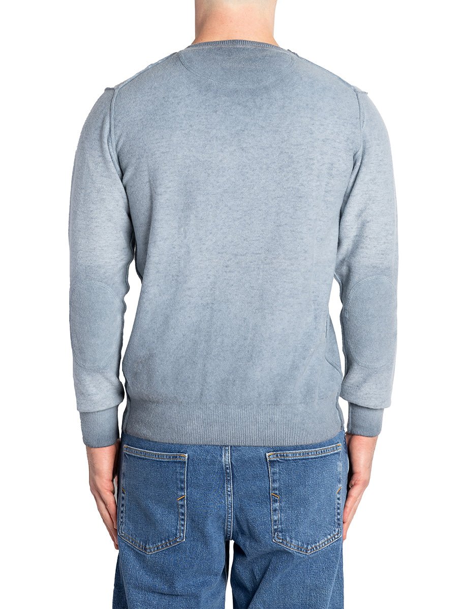 pullover girocollo azzurro grigio - bob - pullover