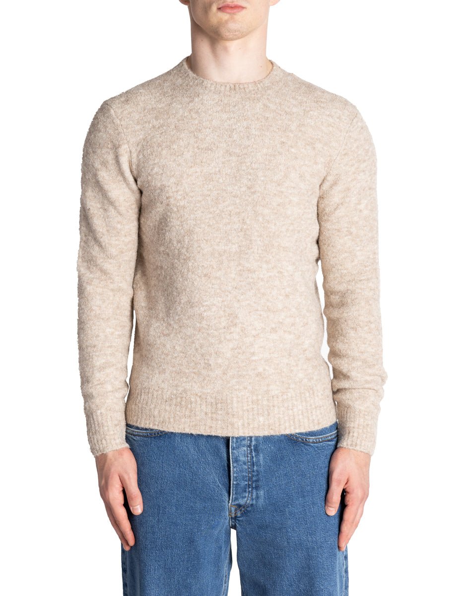 pullover girocollo bouclé beige - alley docks - pullover