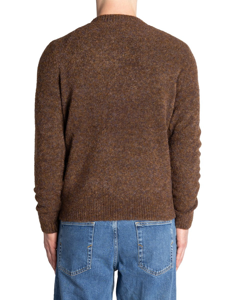 pullover girocollo bouclé marrone - alley docks - pullover