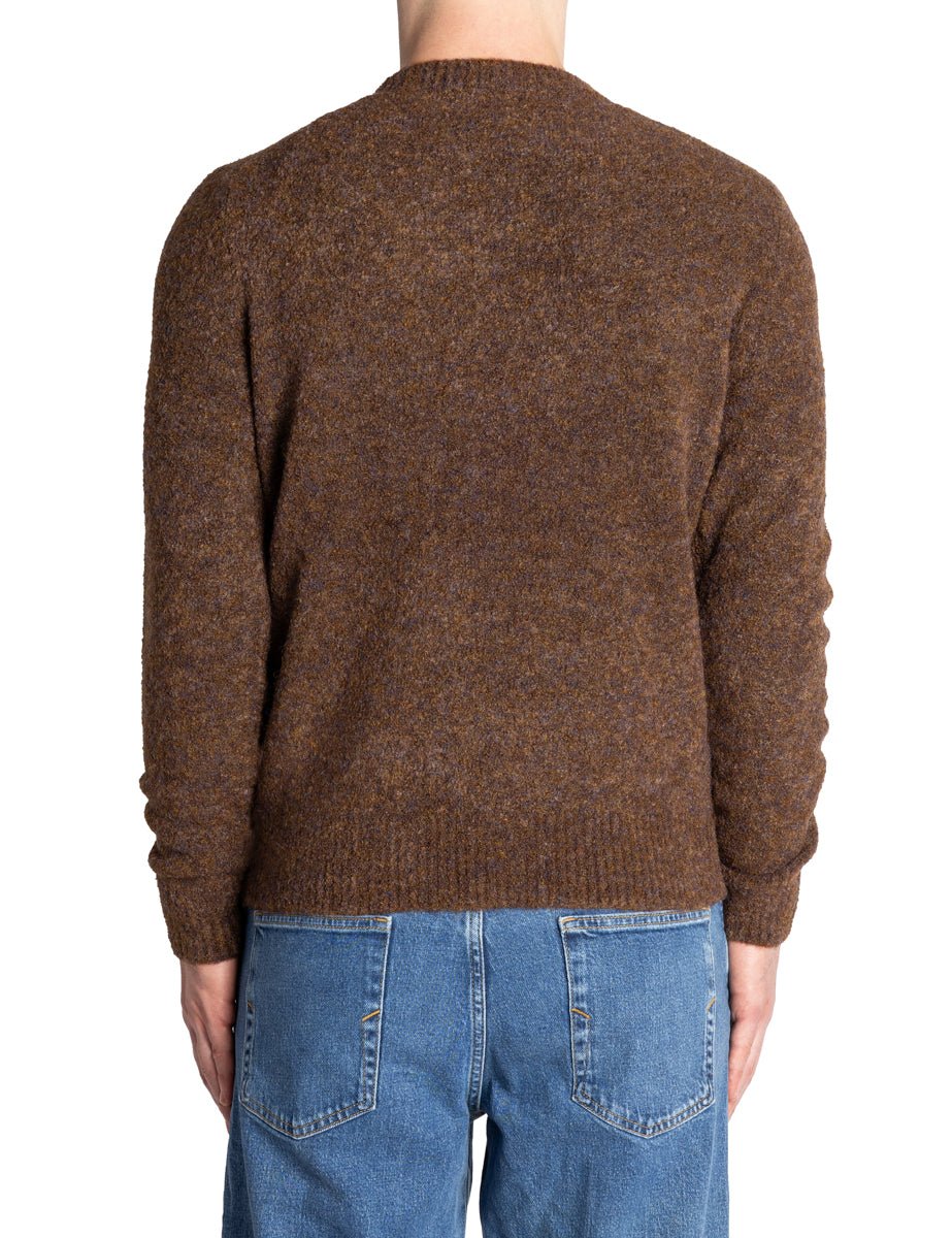 pullover girocollo bouclé marrone - alley docks - pullover