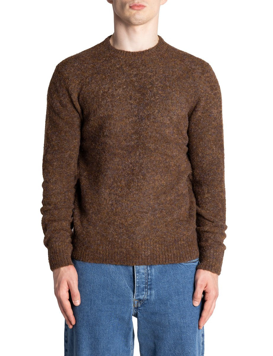 pullover girocollo bouclé marrone - alley docks - pullover