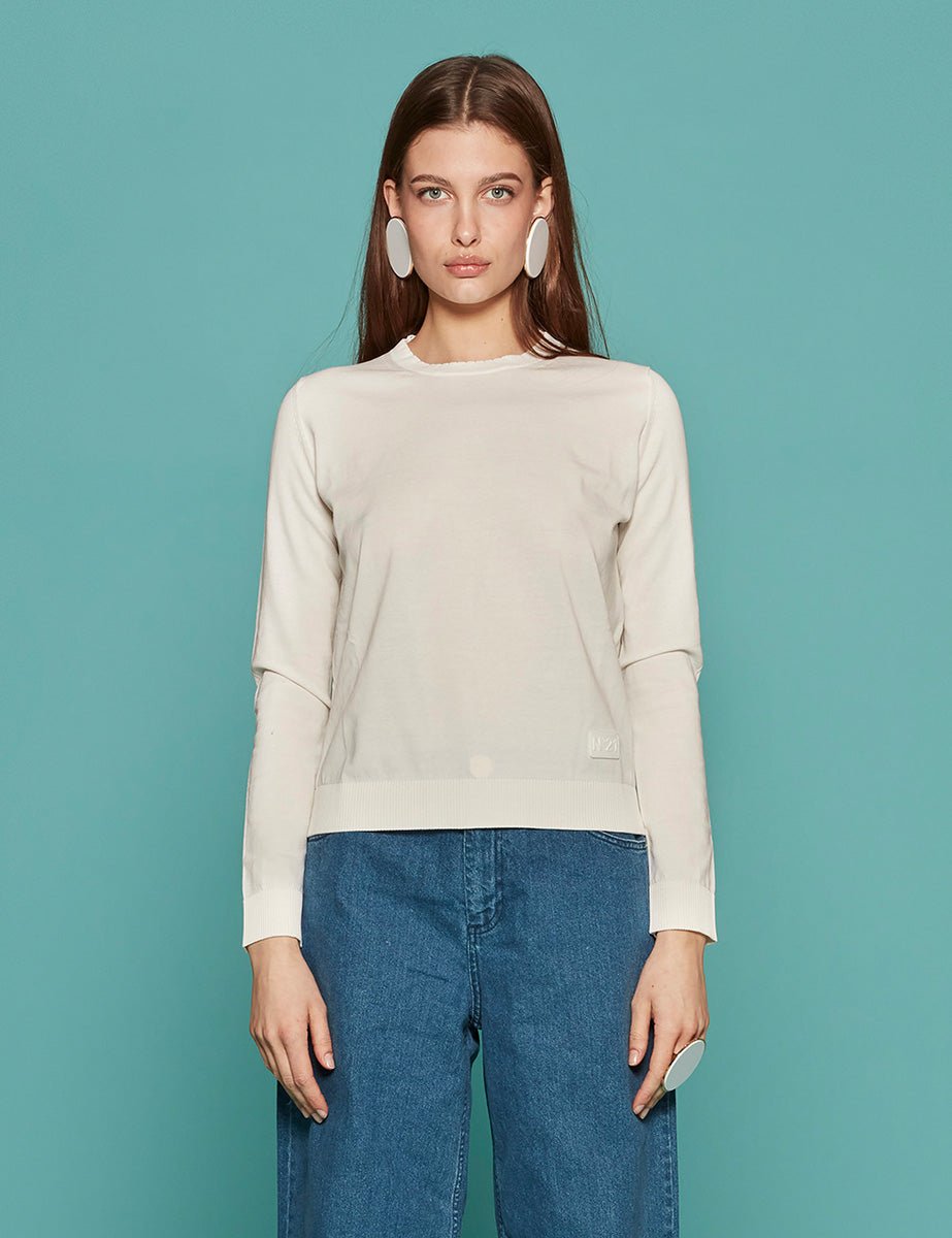 pullover girocollo cotone crepe bianco - n21 alessandro dell'acqua - pullover