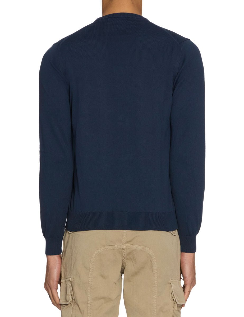 pullover girocollo cotone fiammato blu - blufrida - pullover