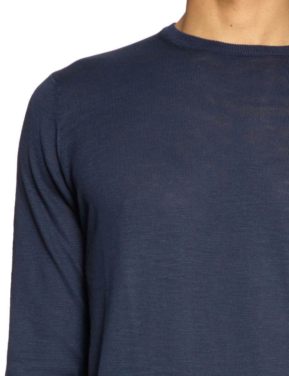 pullover girocollo cotone fiammato blu - blufrida - pullover
