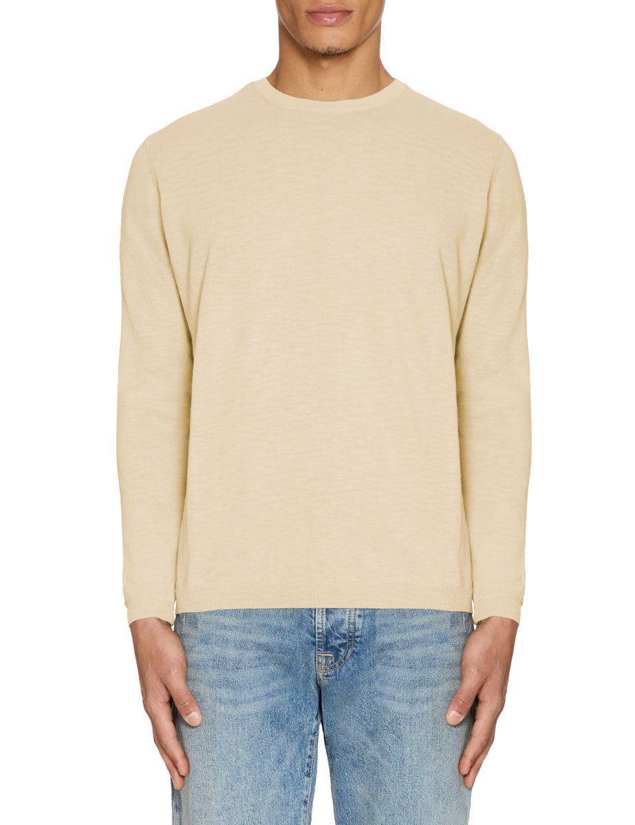 pullover girocollo cotone fiammato sand - blufrida - pullover