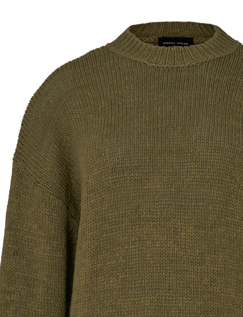 pullover girocollo fettuccia militare - roberto collina - pullover