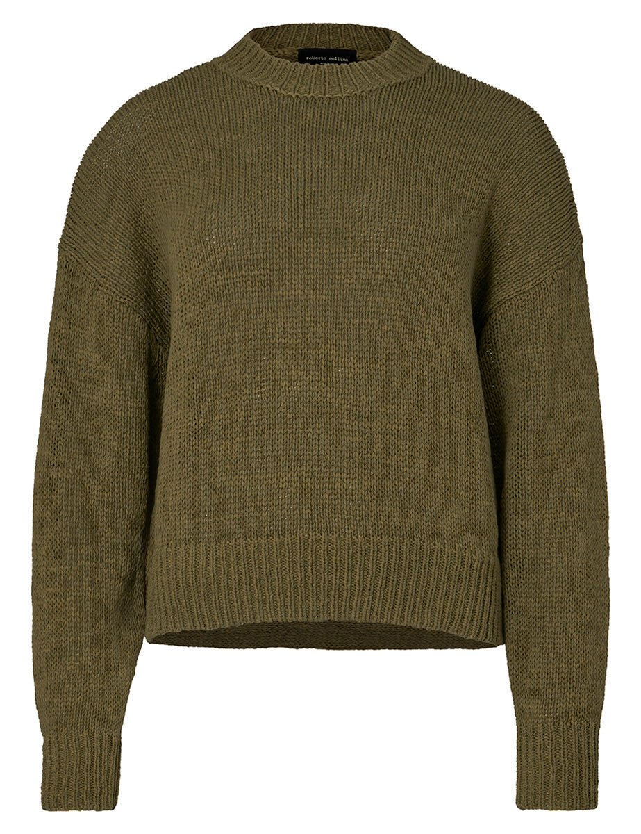 pullover girocollo fettuccia militare - roberto collina - pullover