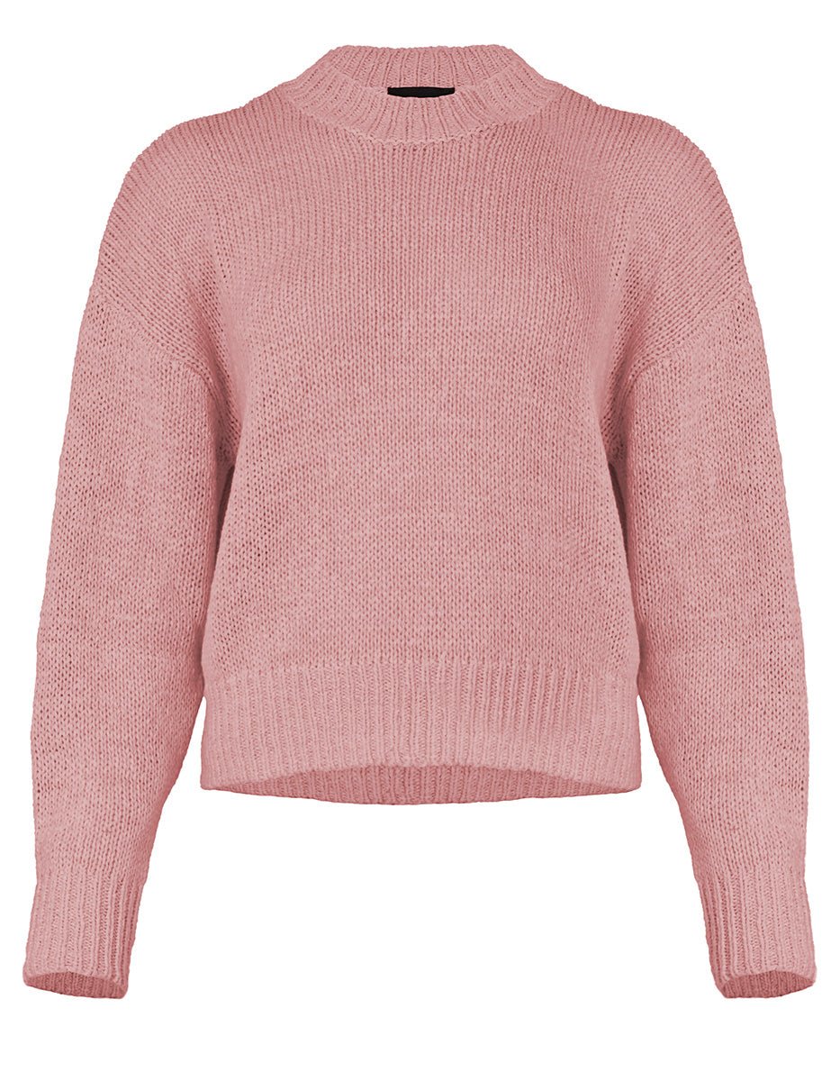 pullover girocollo fettuccia rosa - roberto collina - pullover