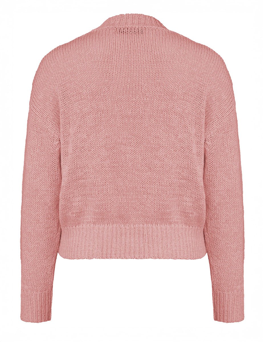 pullover girocollo fettuccia rosa - roberto collina - pullover