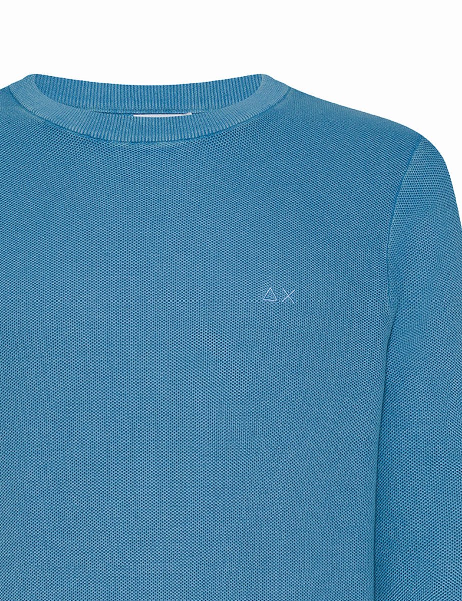 pullover girocollo grana di riso avio - sun68 - pullover