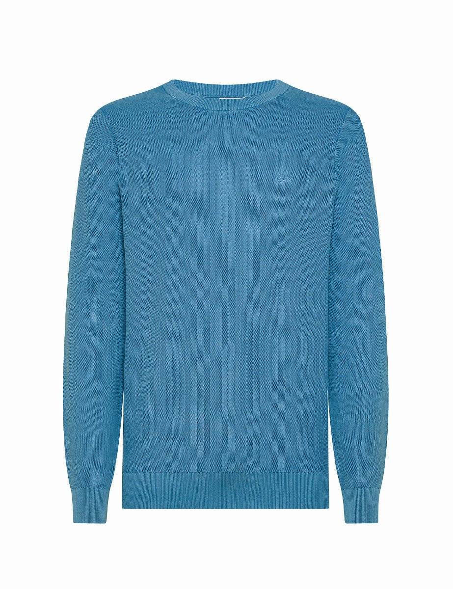 pullover girocollo grana di riso avio - sun68 - pullover