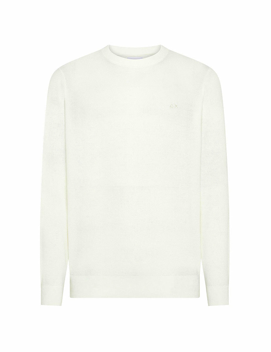 pullover girocollo grana di riso bianco panna - sun68 - pullover