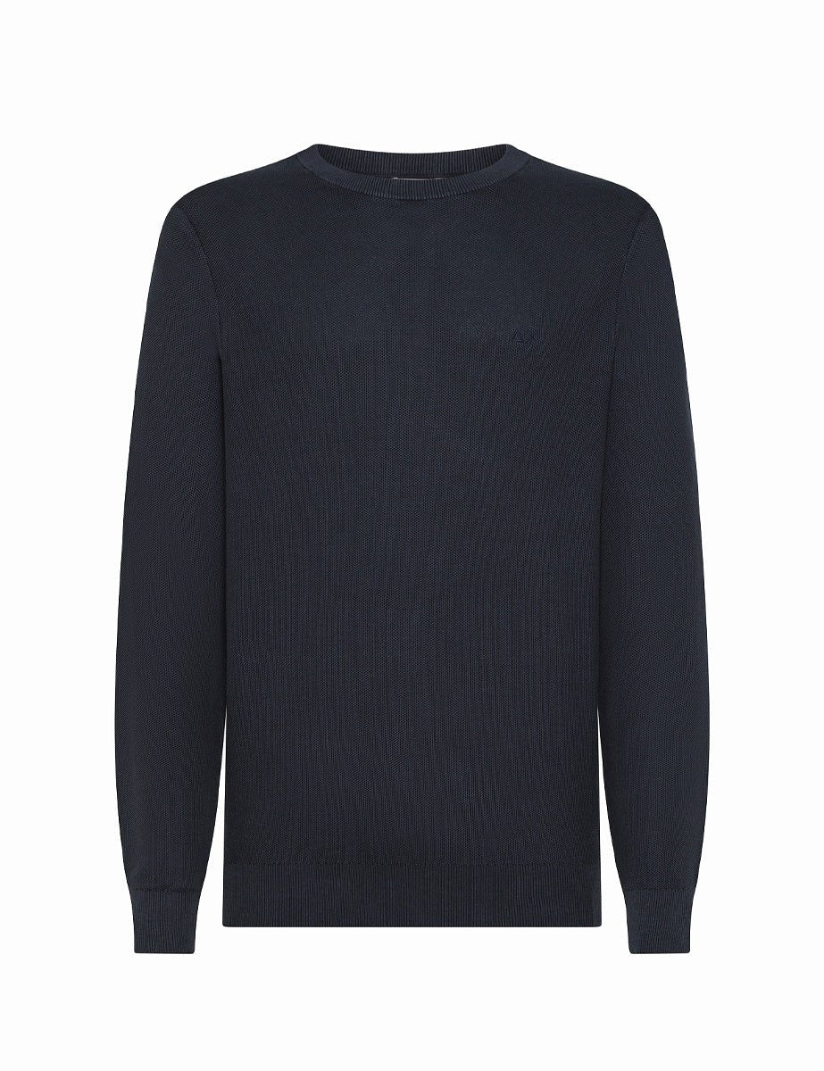 pullover girocollo grana di riso blu navy - sun68 - pullover