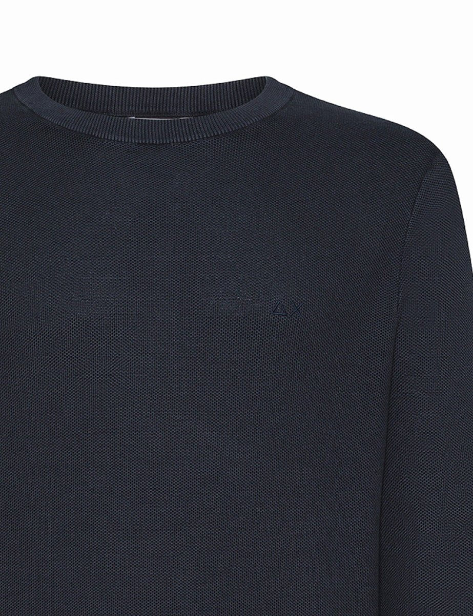 pullover girocollo grana di riso blu navy - sun68 - pullover