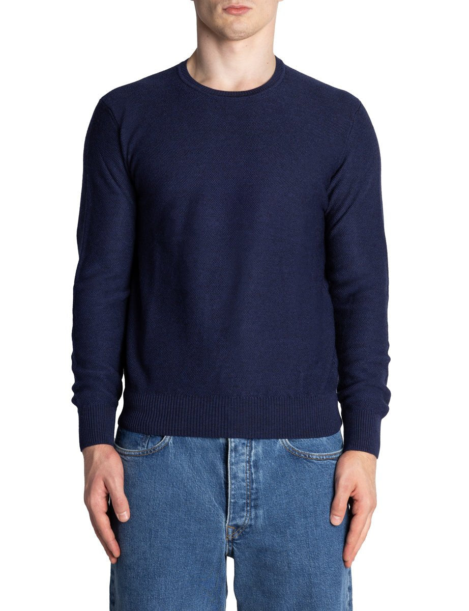 pullover girocollo grana di riso blu navy - jurta - pullover