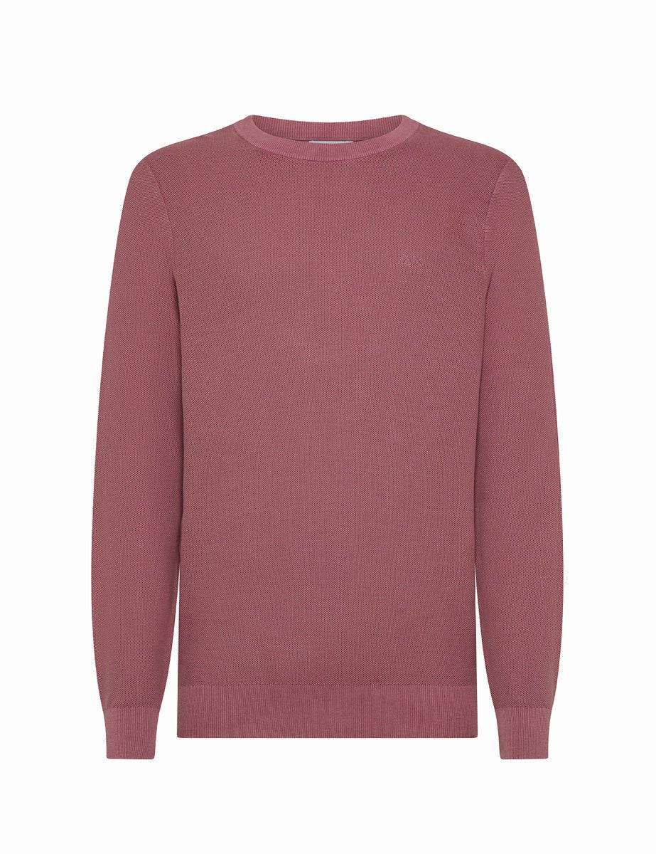 pullover girocollo grana di riso rosa - sun68 - pullover