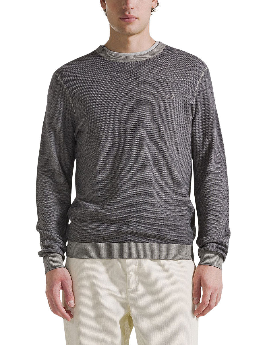 pullover girocollo grana di riso vintage grigio - sun68 - pullover
