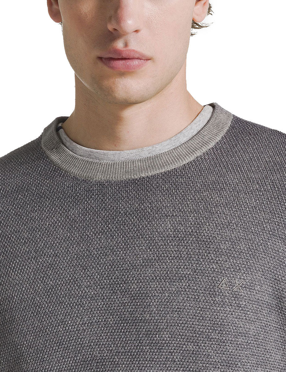 pullover girocollo grana di riso vintage grigio - sun68 - pullover