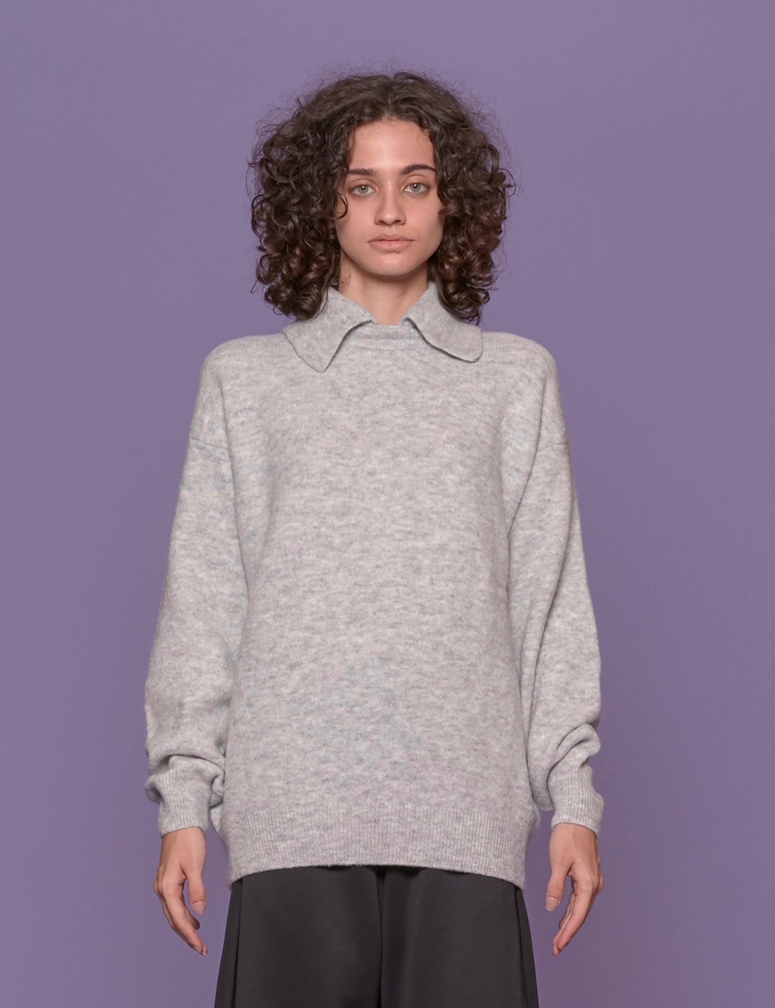 pullover girocollo grigio - tibi - pullover