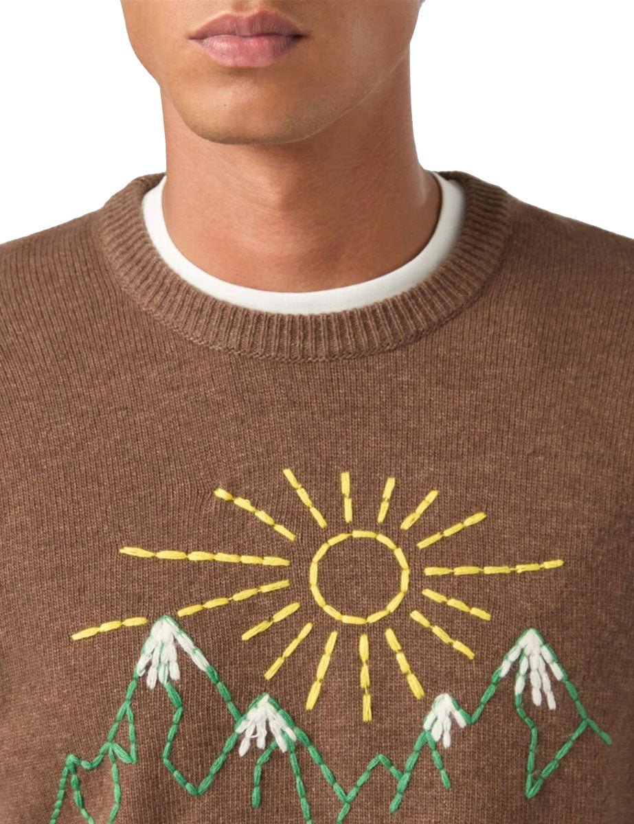 pullover girocollo heron ricamo st moritz moro - st. barth - pullover