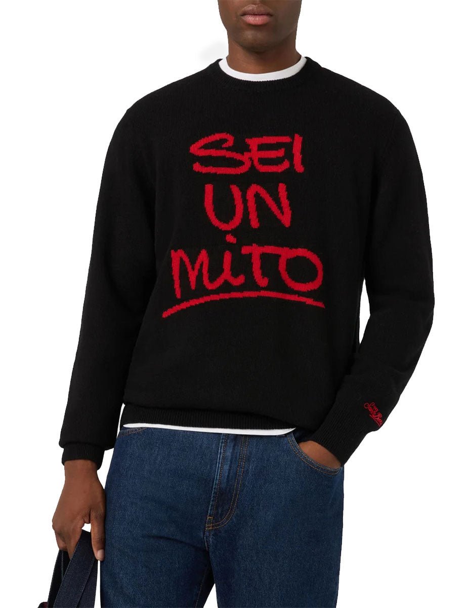 pullover girocollo heron sei un mito nero - st. barth - pullover